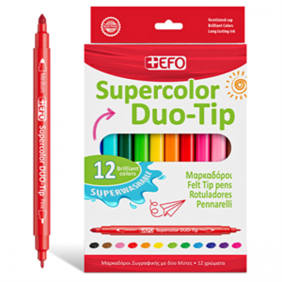 Μαρκαδόροι +Efo Supercolor Duo-Tip 12τεμ (ΠΑΡΑΛΑΒΗ ΙΟΥΛΙΟ)